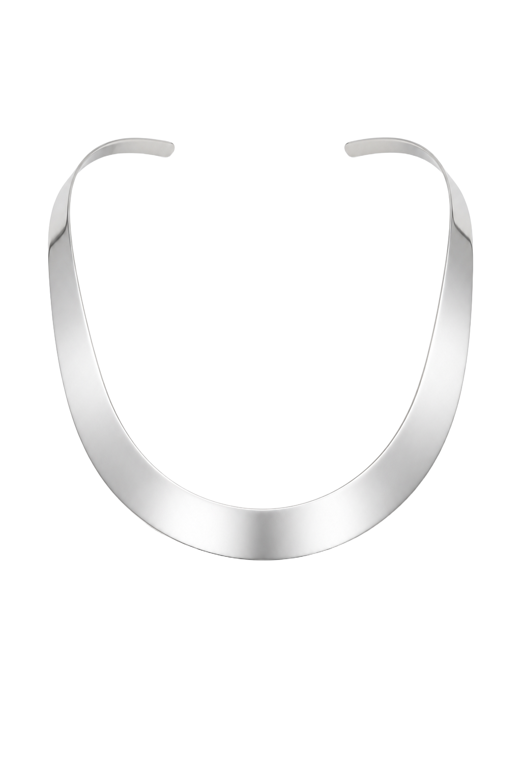 Polished Collar Necklace - White Gold