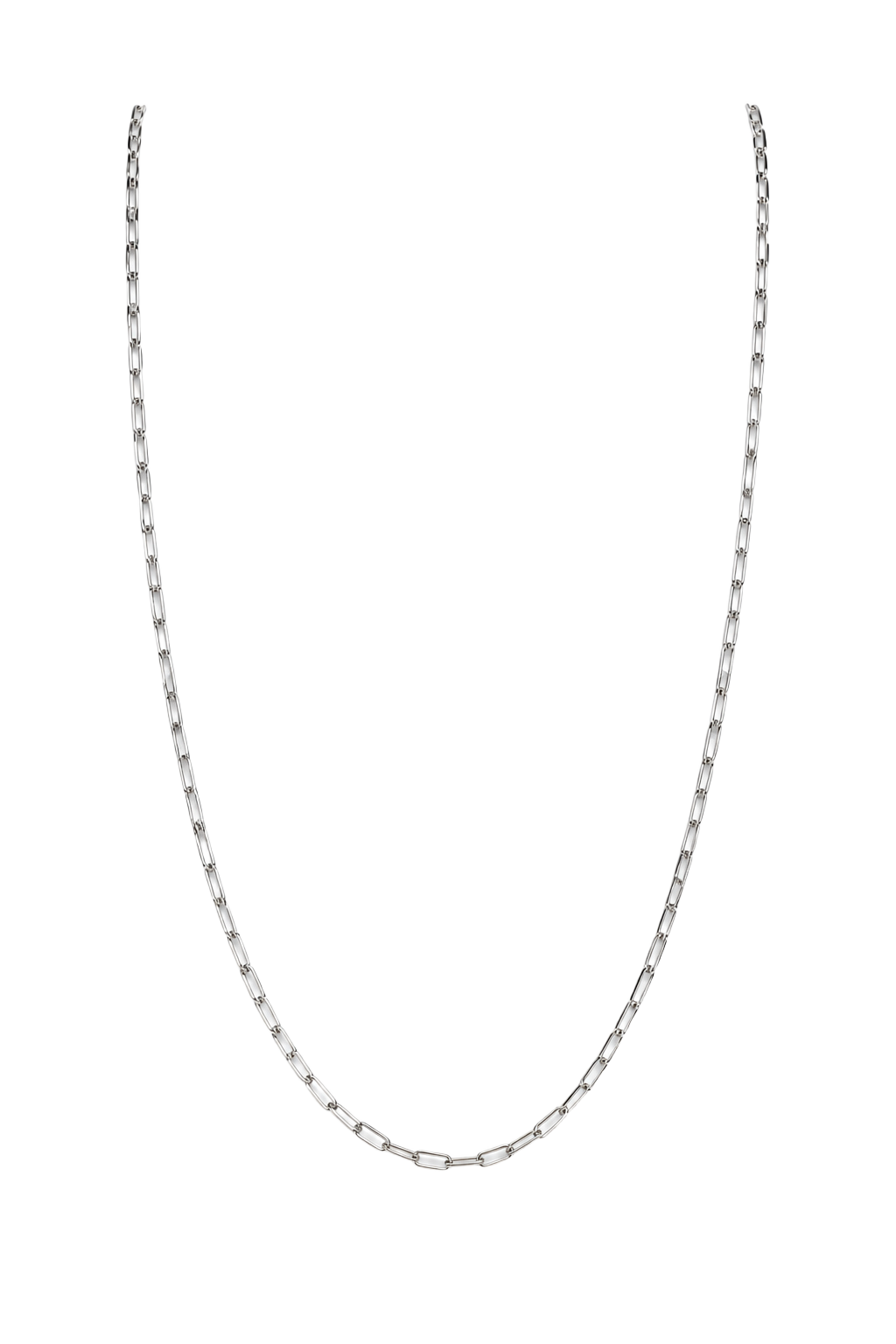 Fine Ball & Bar Paperclip Chain Necklace - White Gold