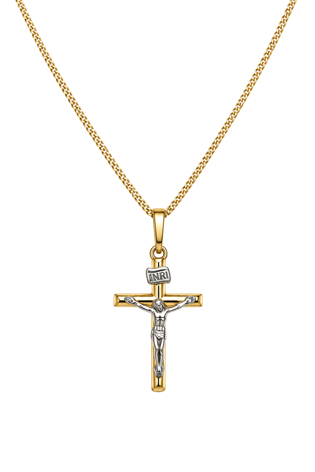 Crucifix Pendant - Two Tone Gold