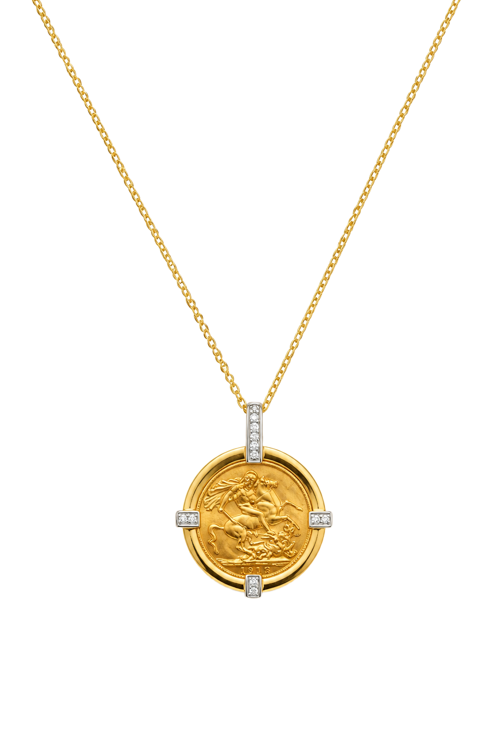 Sovereign Coin Pendant with Diamond Accents - Yellow Gold