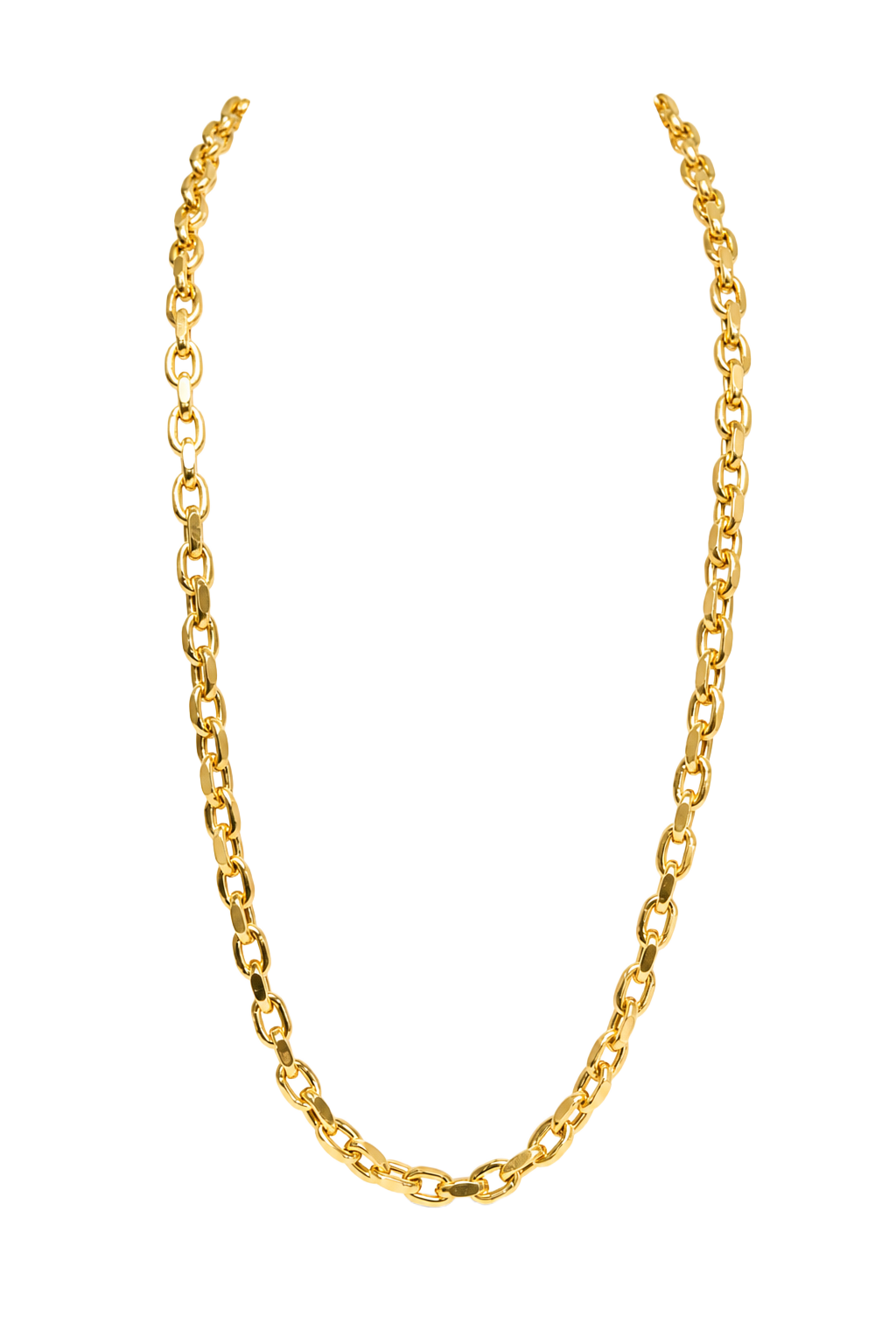 Heavy Oval Link Chain Necklace - Yellow Gold