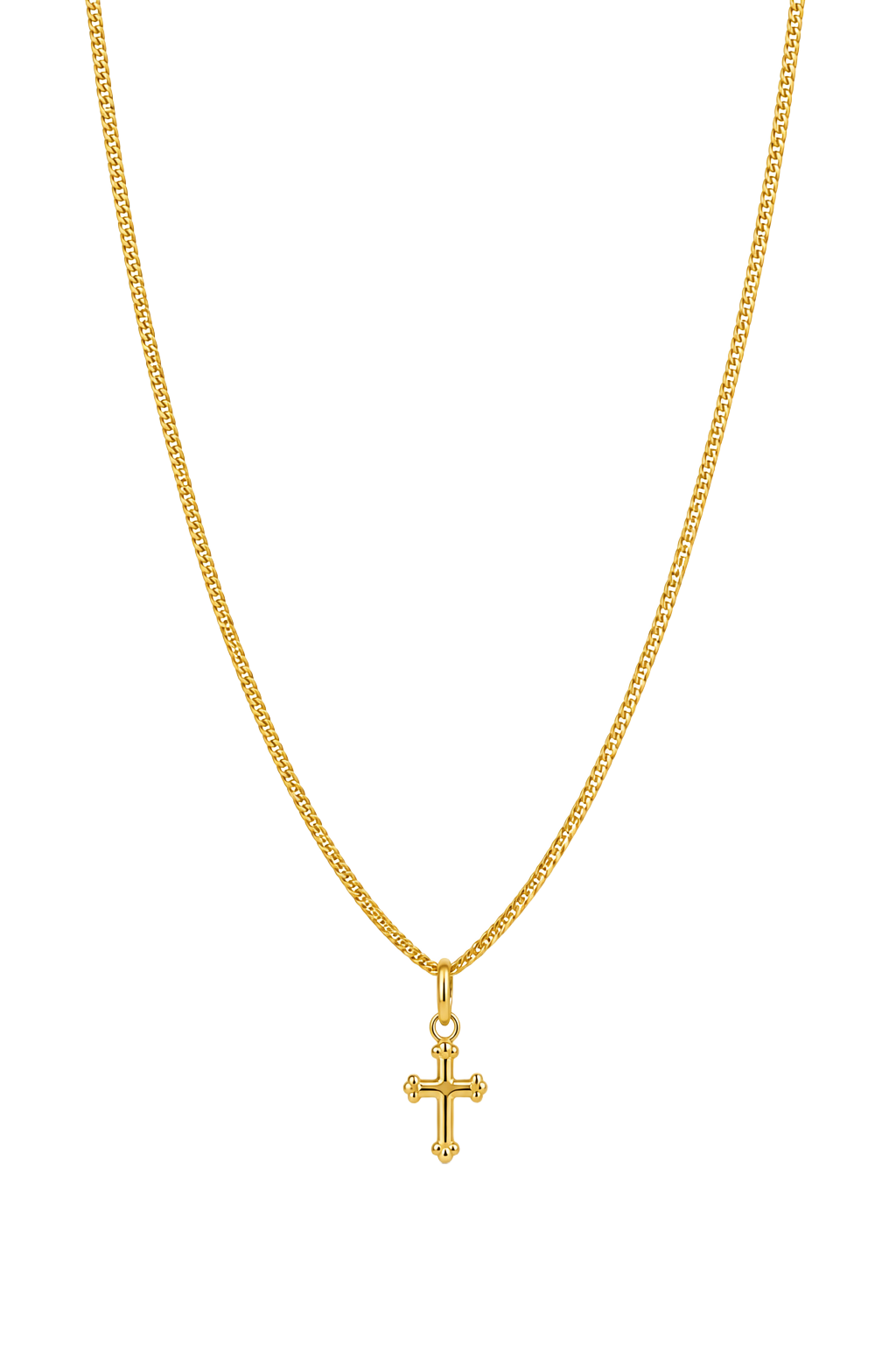Ball Terminal Cross Pendant - Yellow Gold