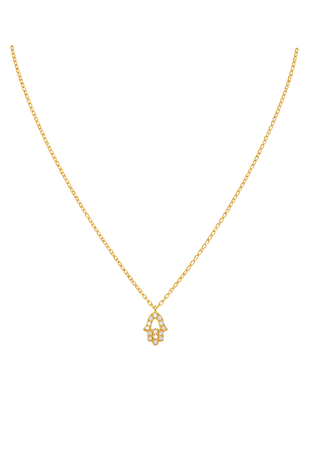 Diamond Hamsa Pendant - Yellow Gold