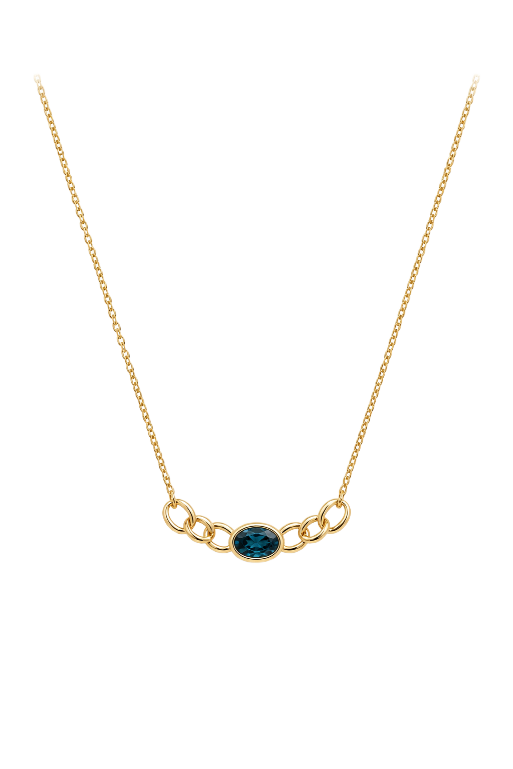 London Blue Topaz & Curb Link Pendant - Yellow Gold
