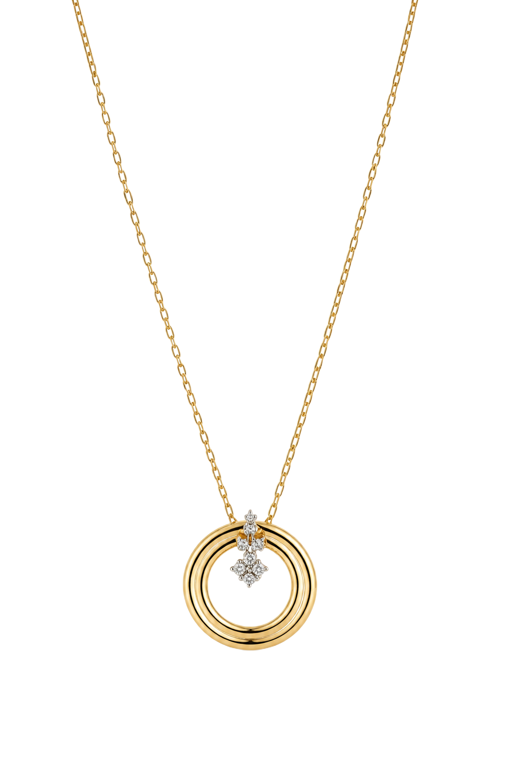 Diamond Star Circle Pendant - Yellow Gold