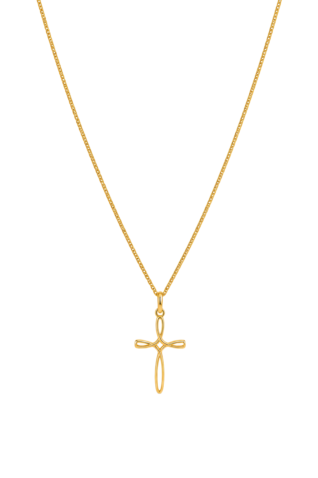 Open Lattice Cross Pendant - Yellow Gold