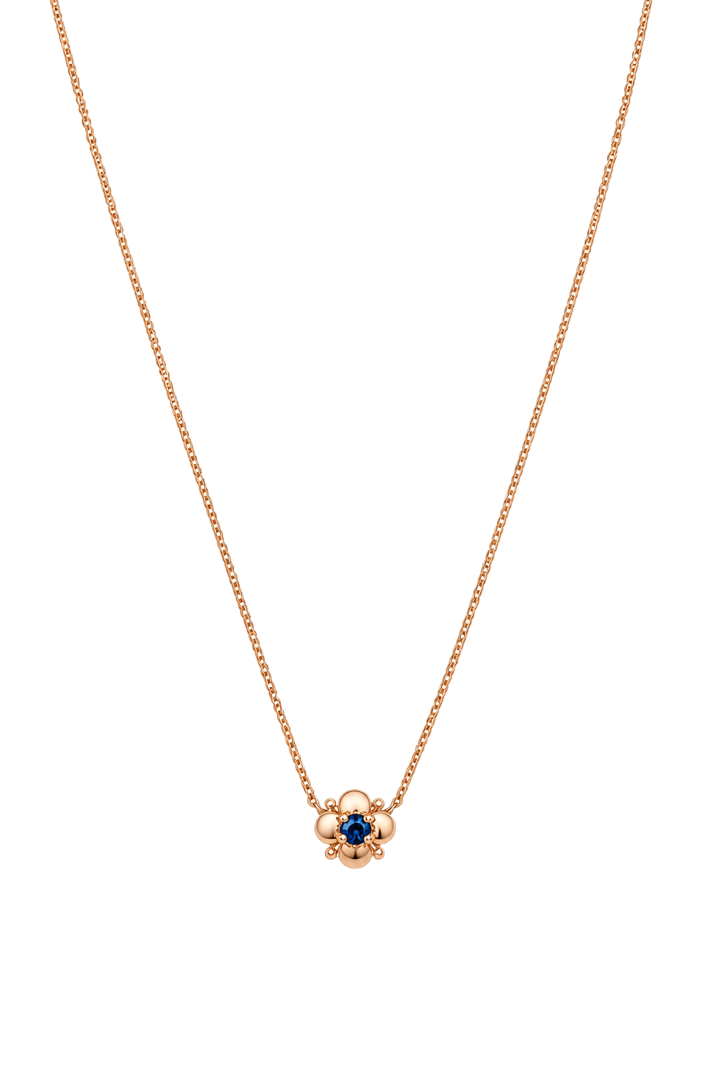 Sapphire Flower Pendant - Rose Gold