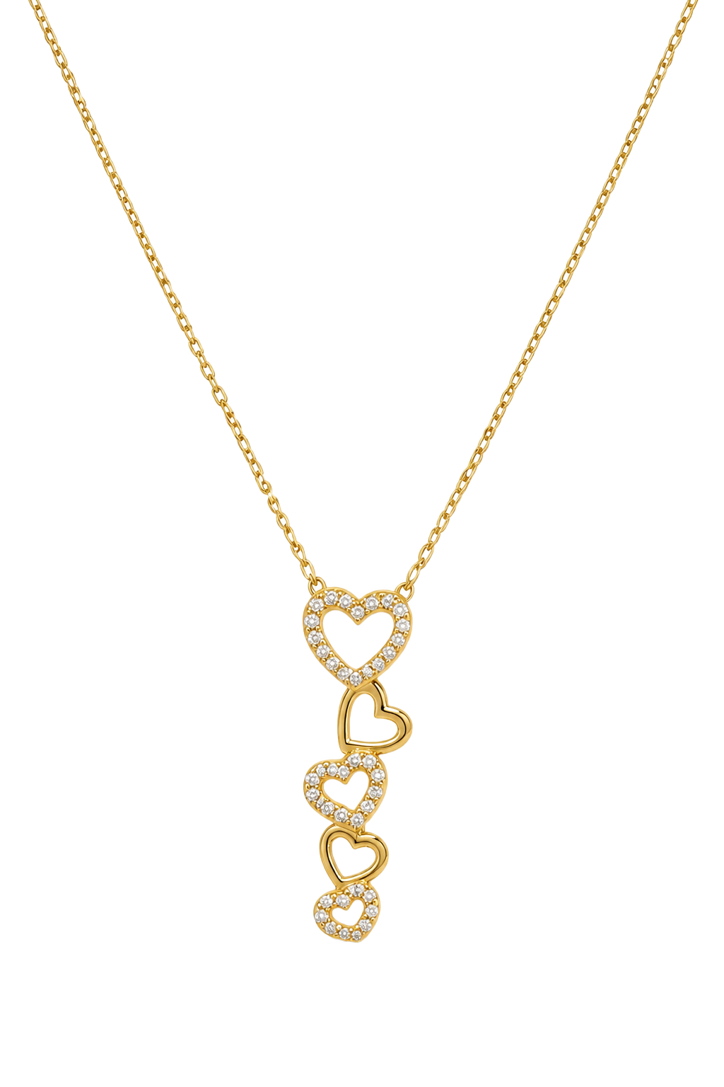 Diamond Cascade Heart Pendant - Yellow Gold