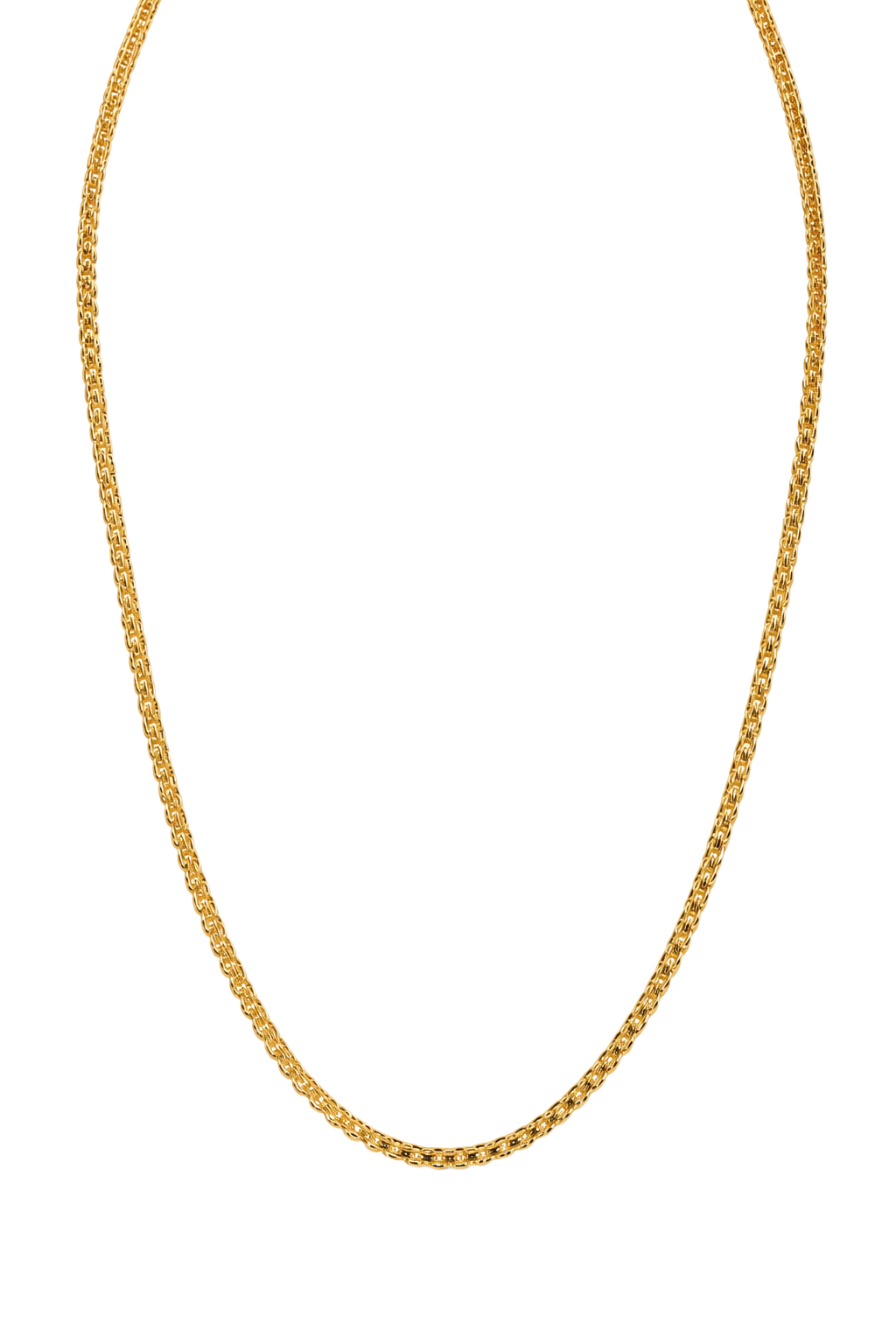 Rounded Box Chain Necklace - Yellow Gold