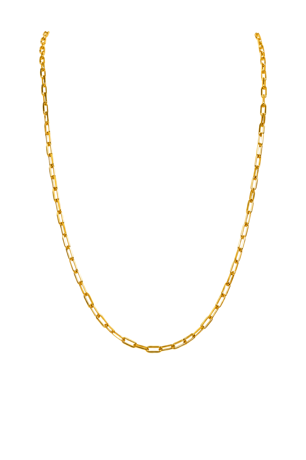 Paperclip Chain Necklace - Yellow Gold