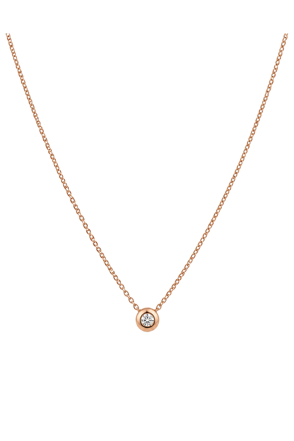Diamond Bezel Solitaire Necklace - Rose Gold