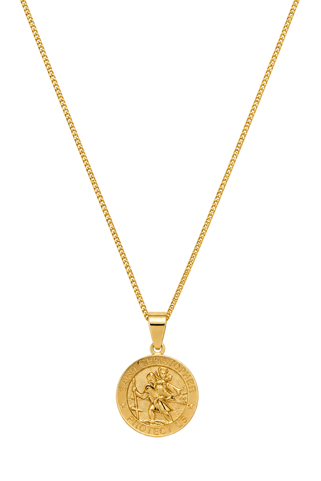 Saint Christopher Oval Medal Pendant - White Gold