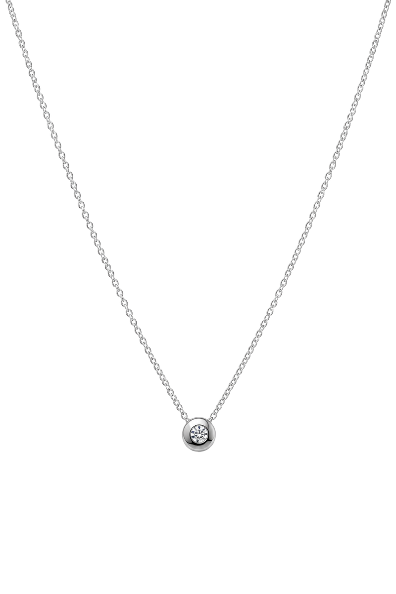 Diamond Bezel Solitaire Necklace - White Gold