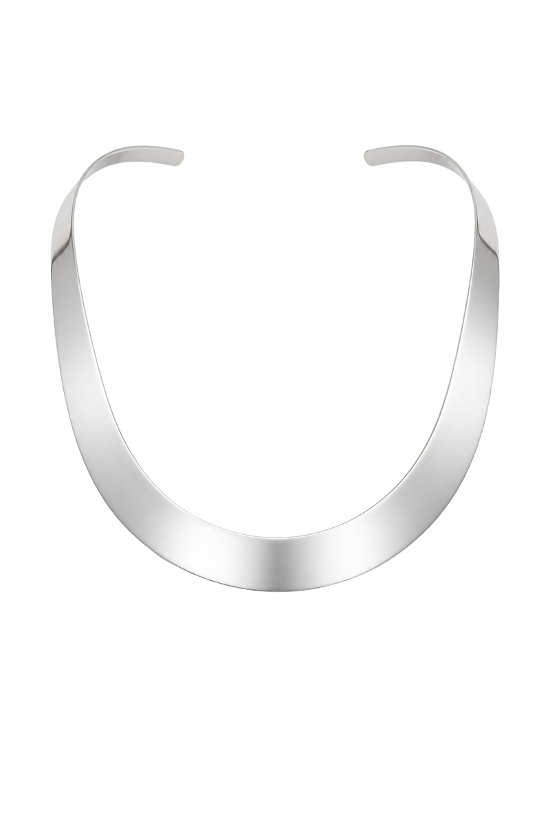 Polished Collar Necklace - White Gold