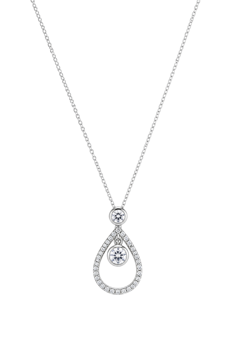 Diamond Teardrop Halo Pendant - White Gold