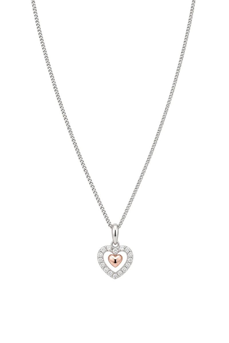 Diamond Heart Pendant - Two Tone Gold