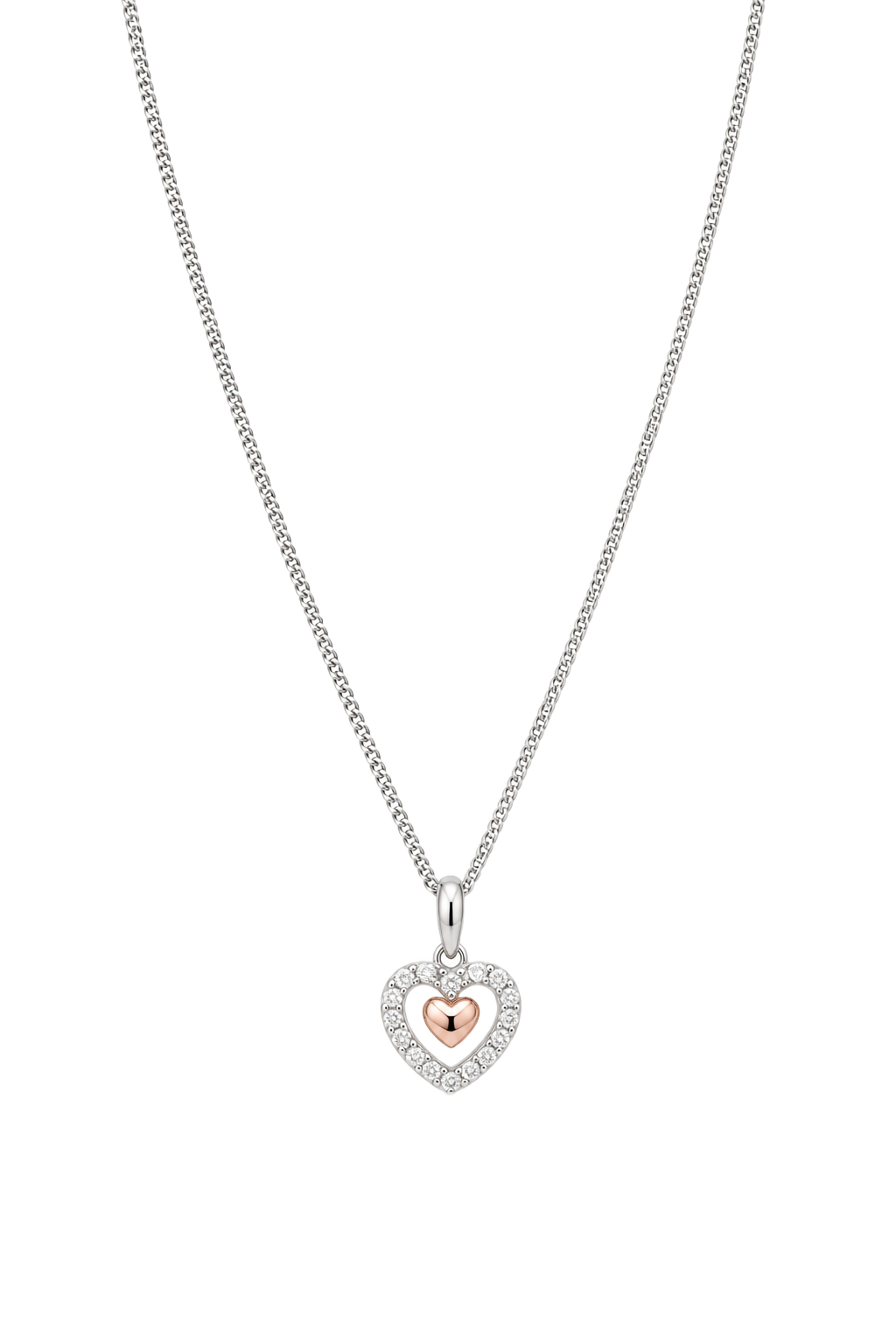 Diamond Heart Pendant - Two Tone Gold