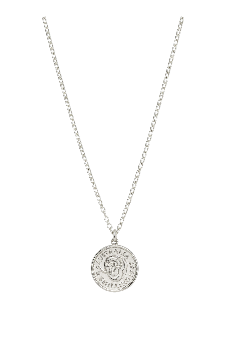 Australian Shilling Coin Pendant - White Gold