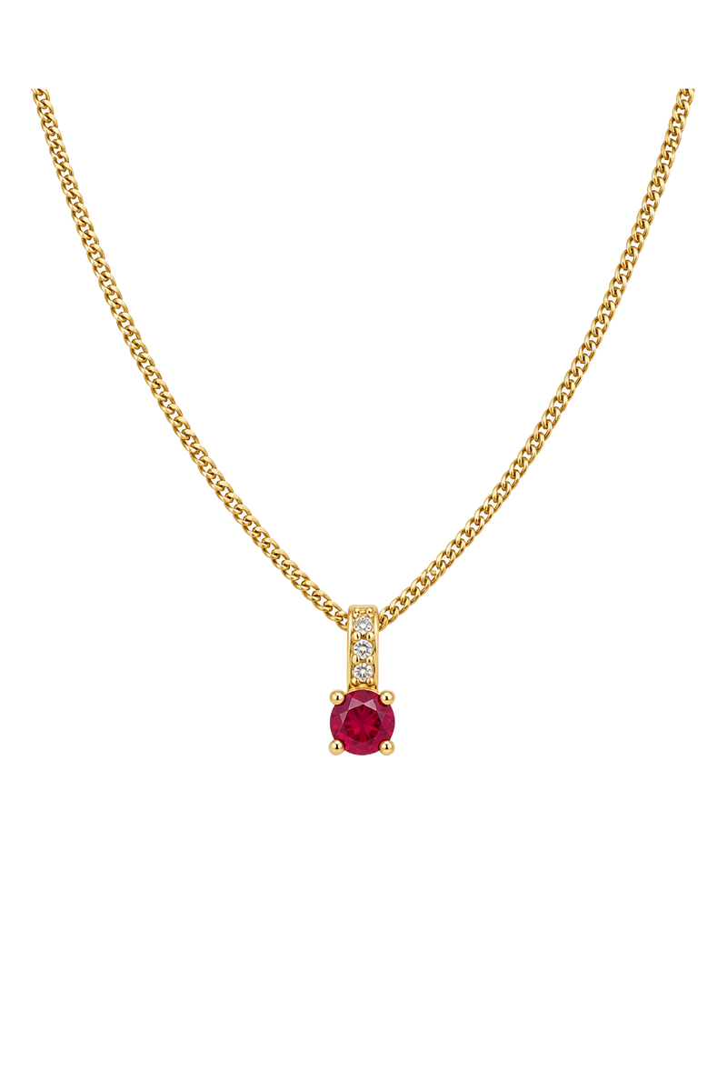 Ruby & Diamond Pendant - Yellow Gold