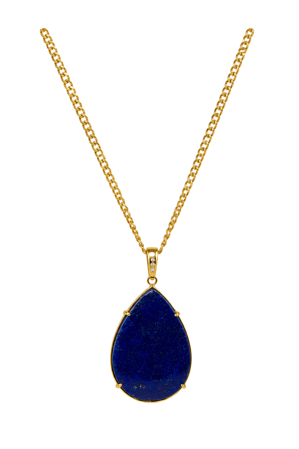 Lapis Lazuli Pear Pendant - Yellow Gold