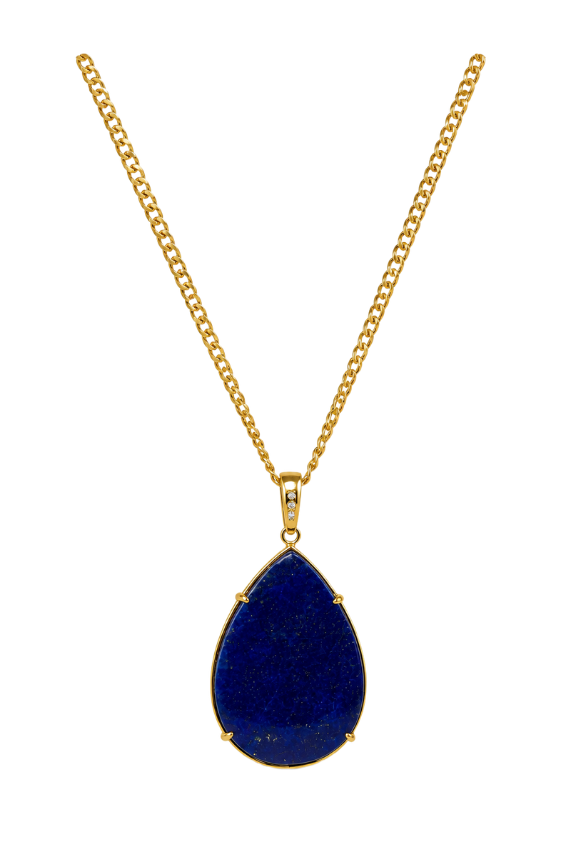 Lapis Lazuli Pear Pendant - Yellow Gold
