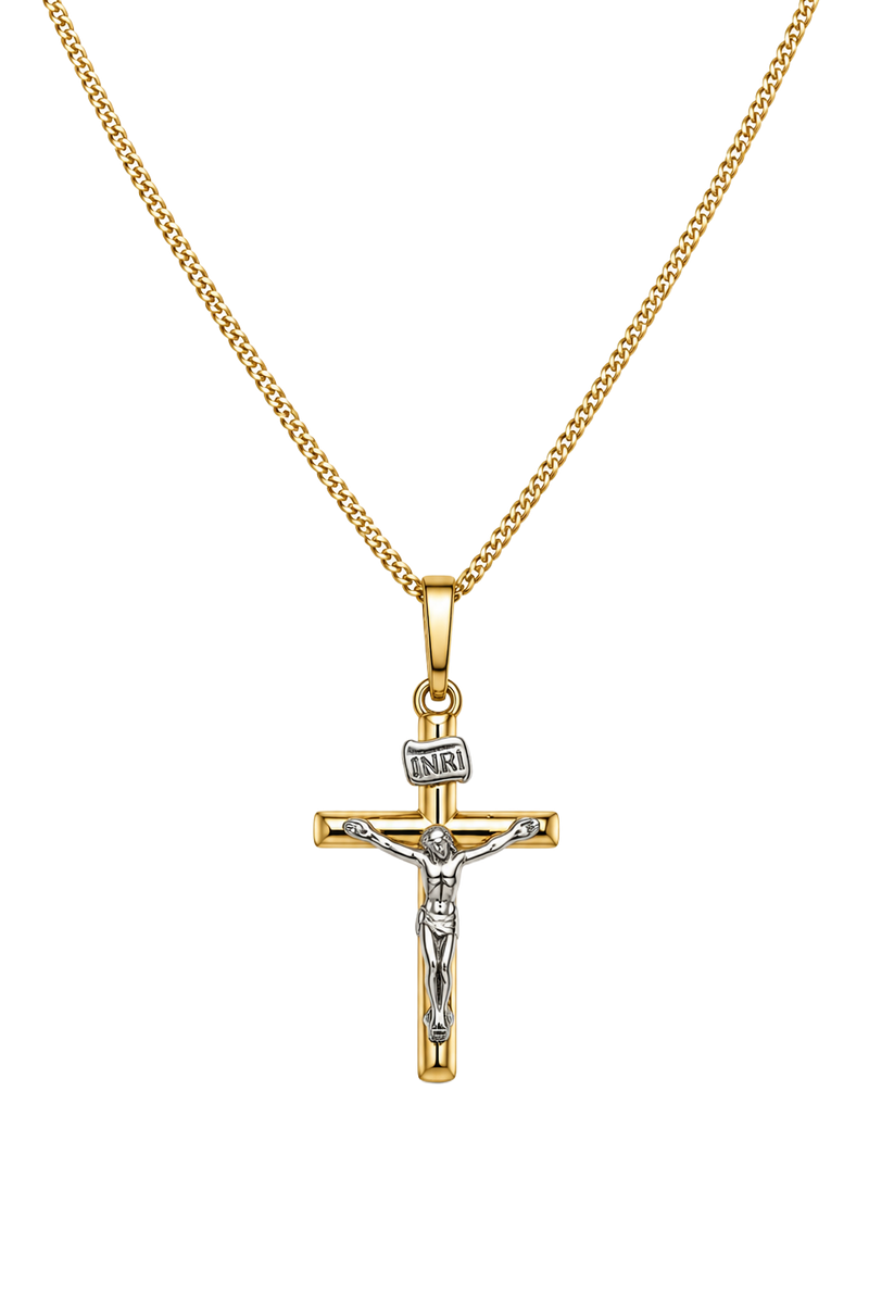 Crucifix Pendant - Two Tone Gold