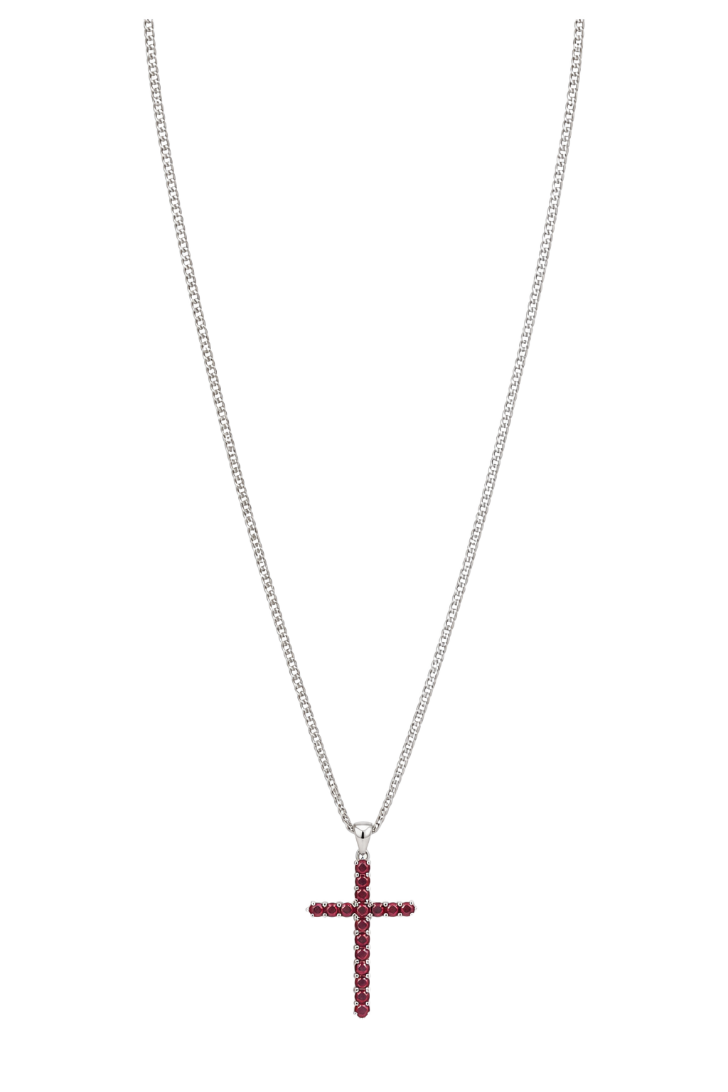 Ruby Cross Pendant - White Gold