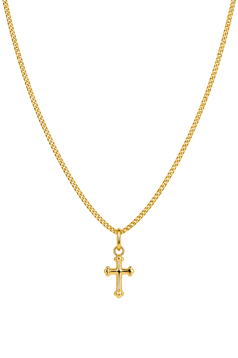 Ball Terminal Cross Pendant - Yellow Gold