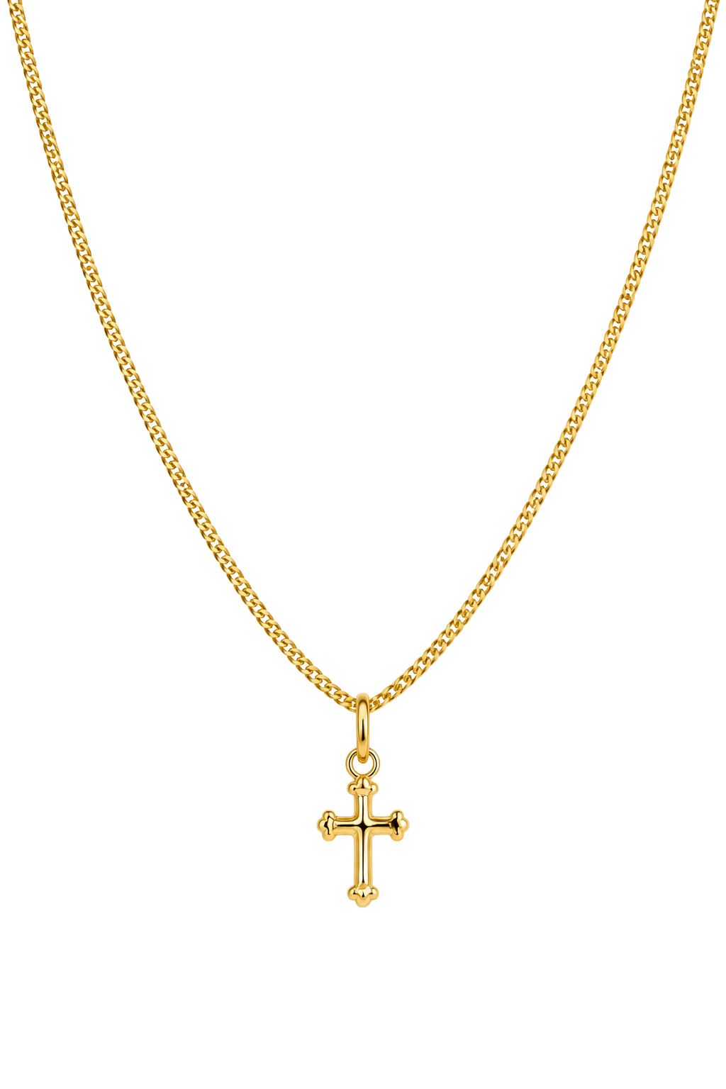 Ball Terminal Cross Pendant - Yellow Gold