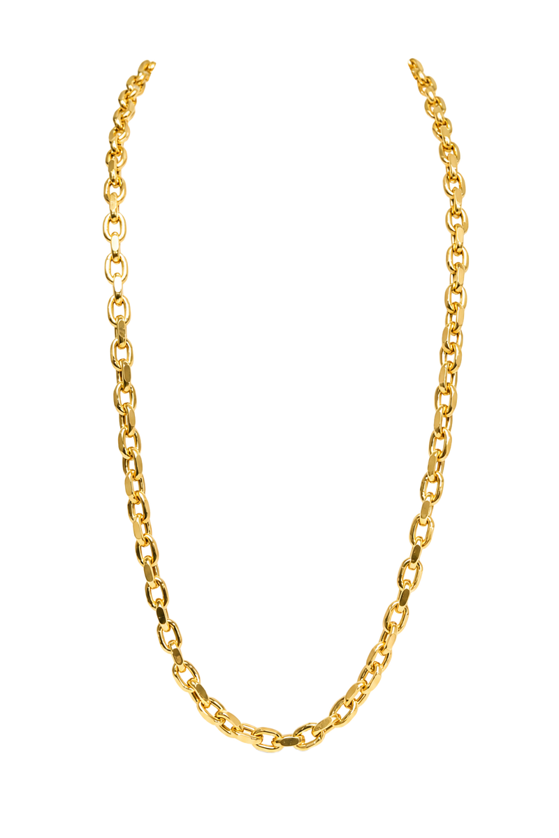 Heavy Oval Link Chain Necklace - Yellow Gold