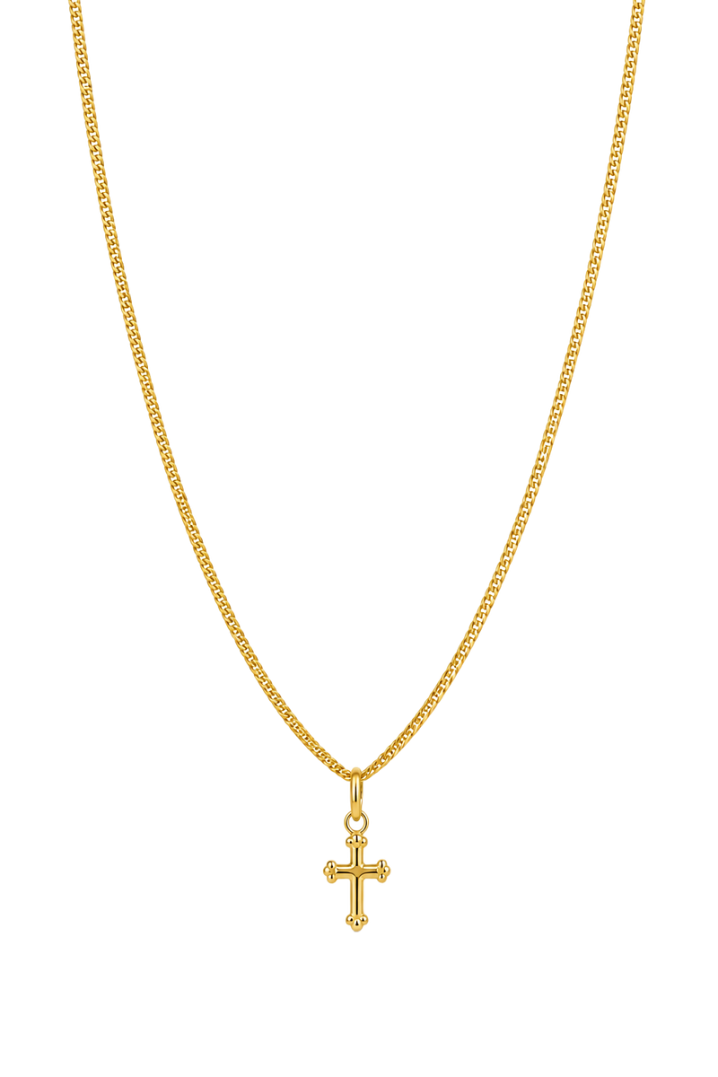 Ball Terminal Cross Pendant - Yellow Gold
