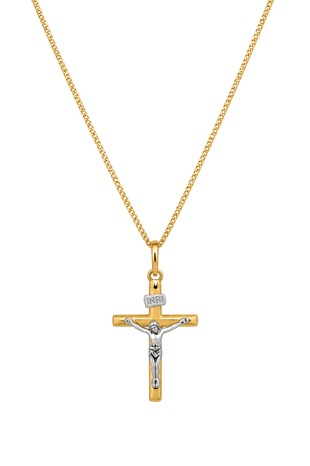 Crucifix Pendant - Two Tone Gold