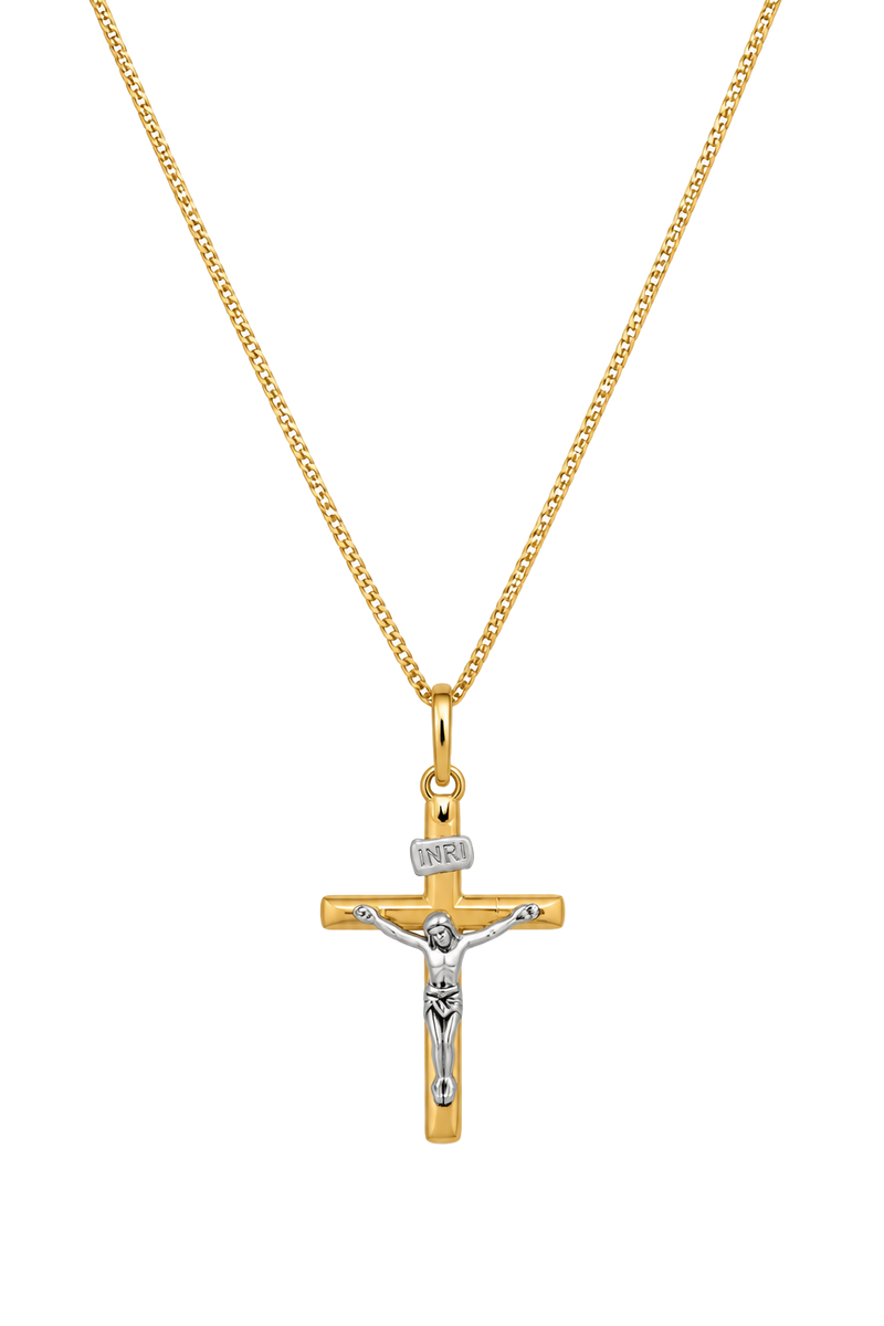 Crucifix Pendant - Two Tone Gold