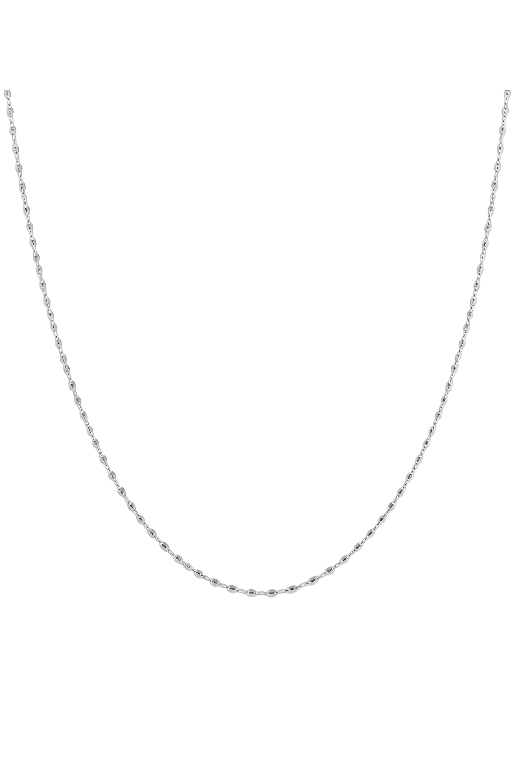 Fine Diamond-Cut Oval Bead Chain - White Gold