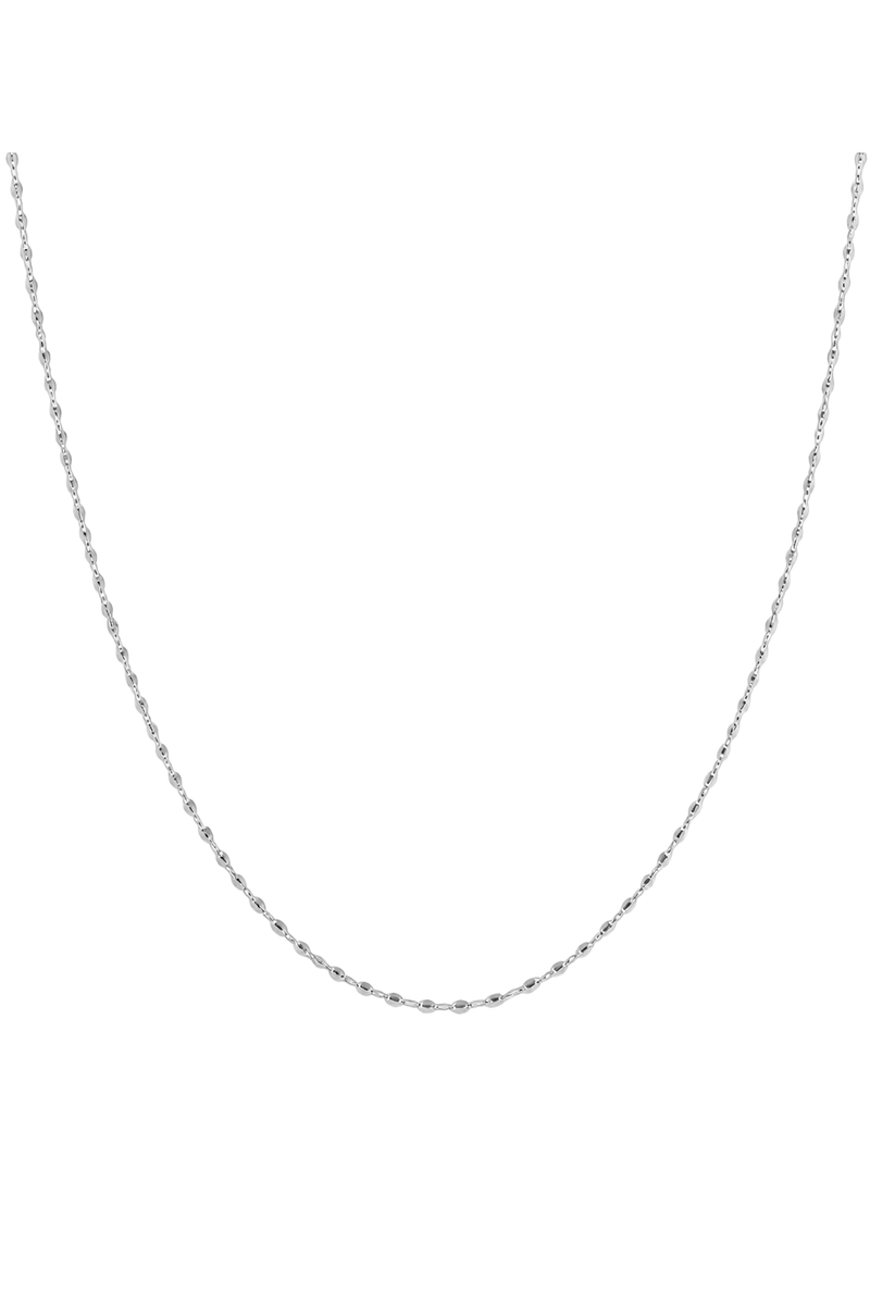 Fine Diamond-Cut Oval Bead Chain - White Gold