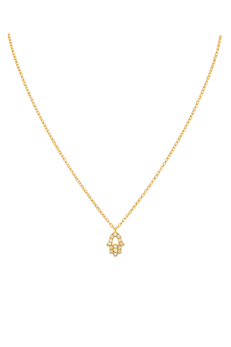Diamond Hamsa Pendant - Yellow Gold