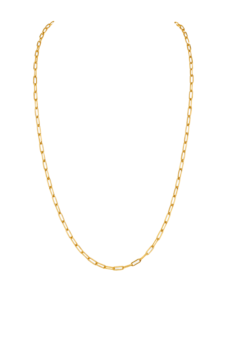 Paperclip Chain Necklace - Yellow Gold