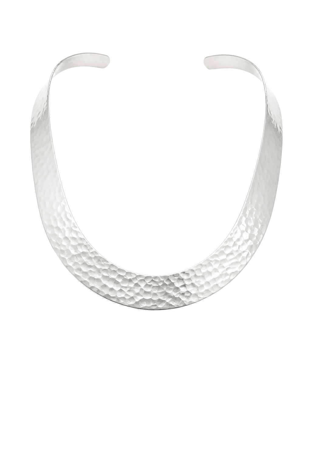 Hammered Collar Necklace - White Gold