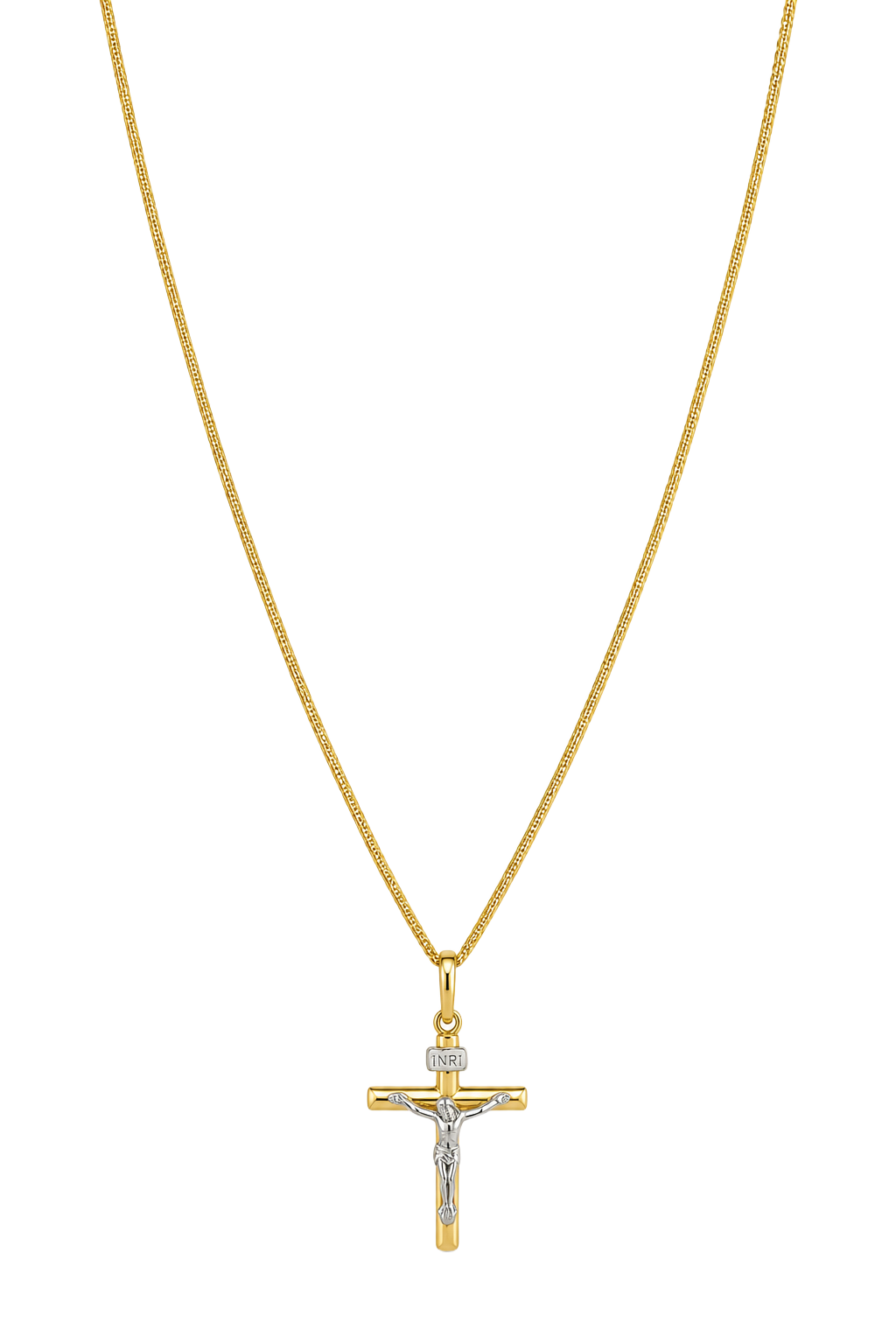 Crucifix Pendant - Two Tone Gold