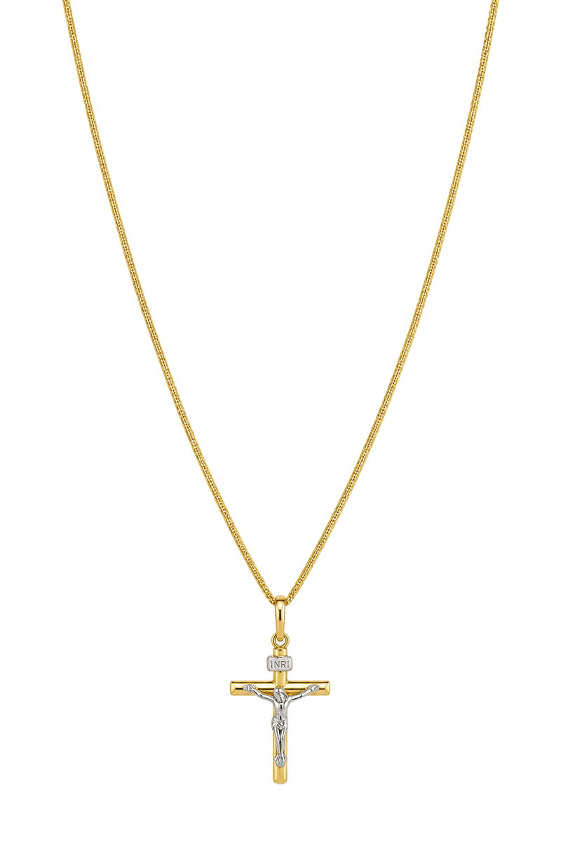 Crucifix Pendant - Two Tone Gold