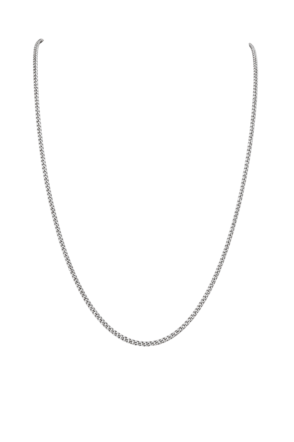 Curb Chain Necklace - White Gold