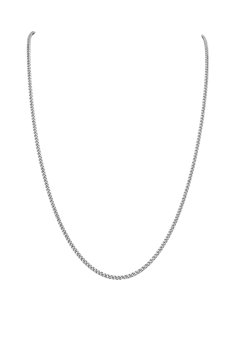 Curb Chain Necklace - White Gold