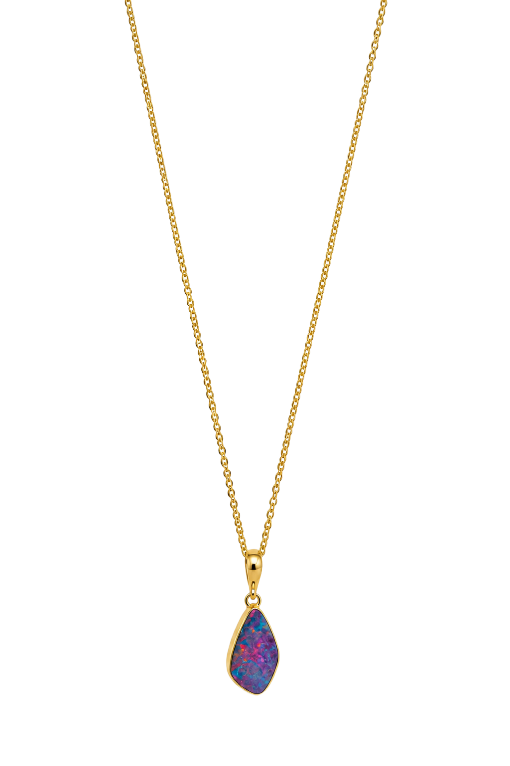Australian Black Opal Doublet Pendant - Yellow Gold