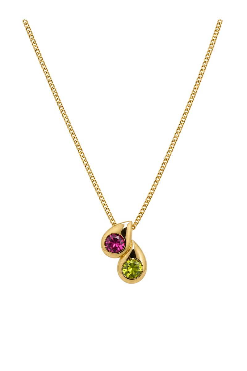 Rhodolite Garnet & Peridot Duo Pendant - Yellow Gold