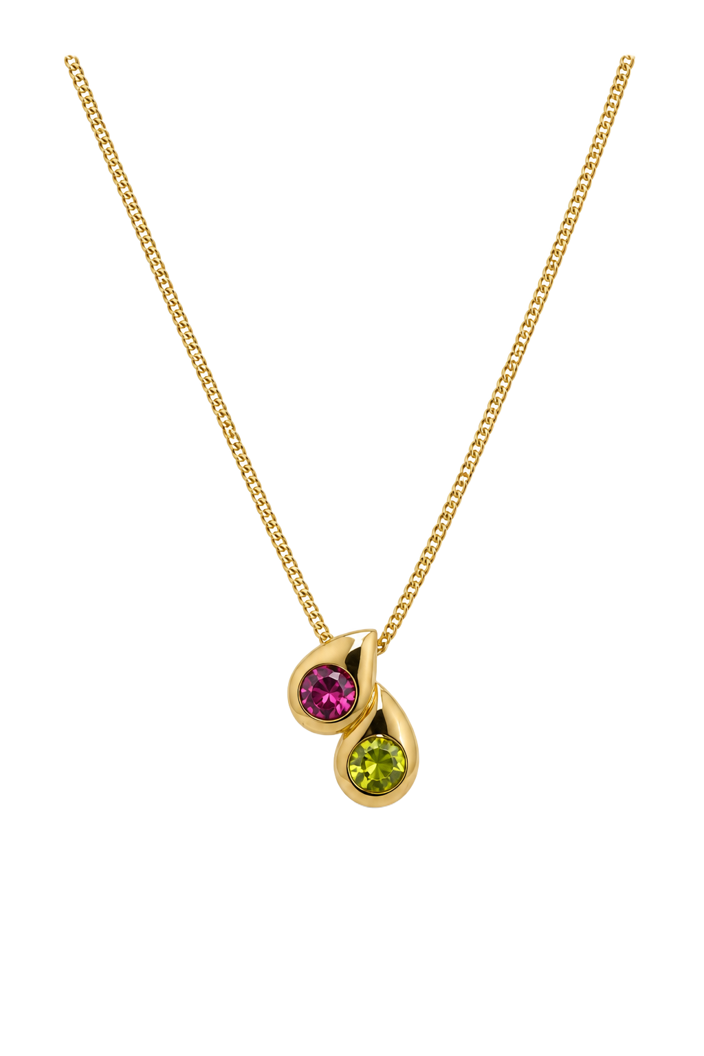 Rhodolite Garnet & Peridot Duo Pendant - Yellow Gold