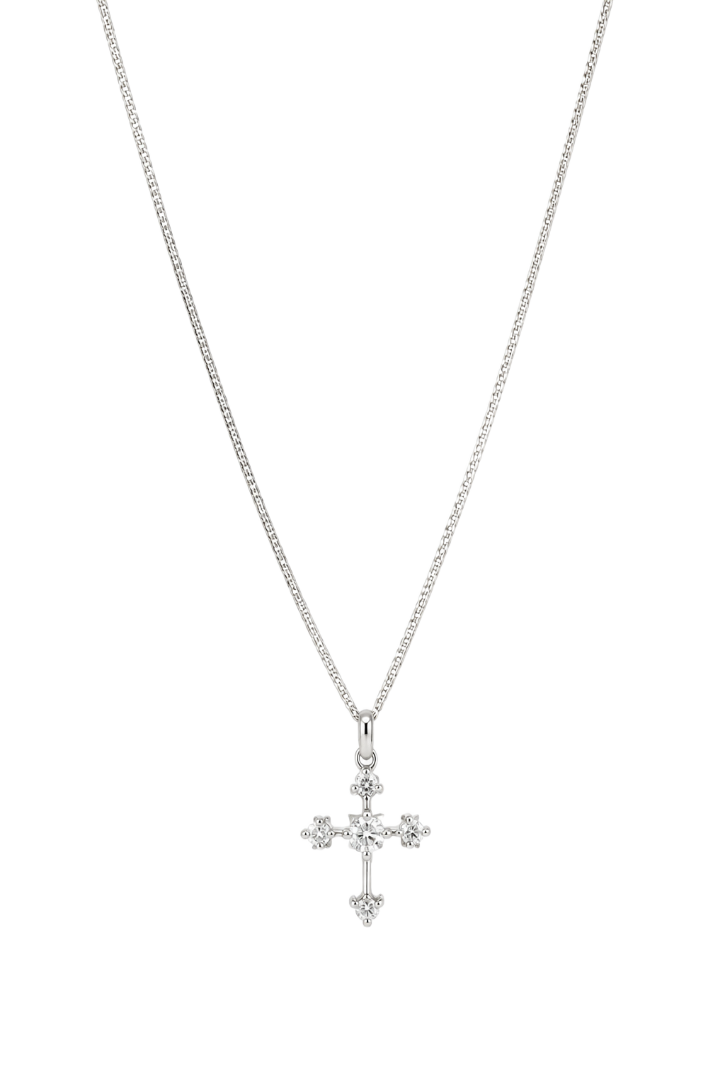 Diamond Star Cross Pendant - White Gold