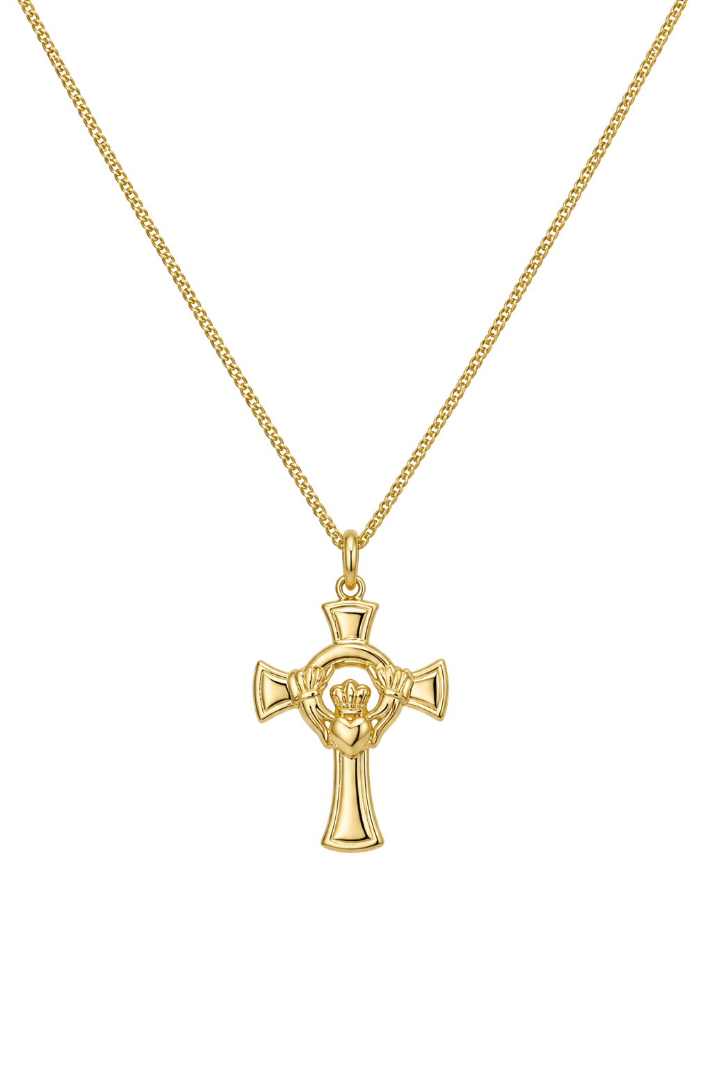 Claddagh Cross Pendant - Yellow Gold