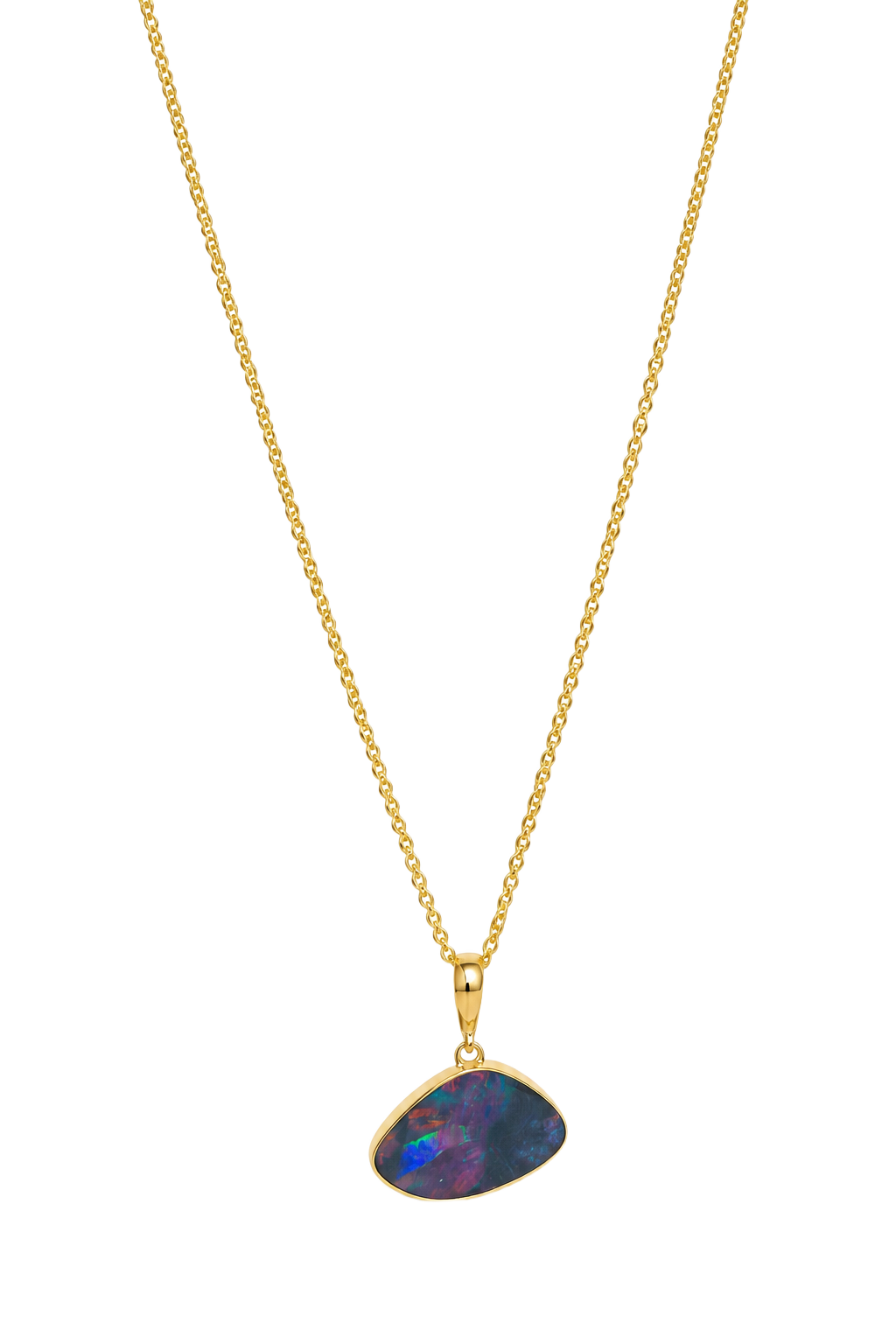 Australian Black Opal Doublet Pendant - Yellow Gold