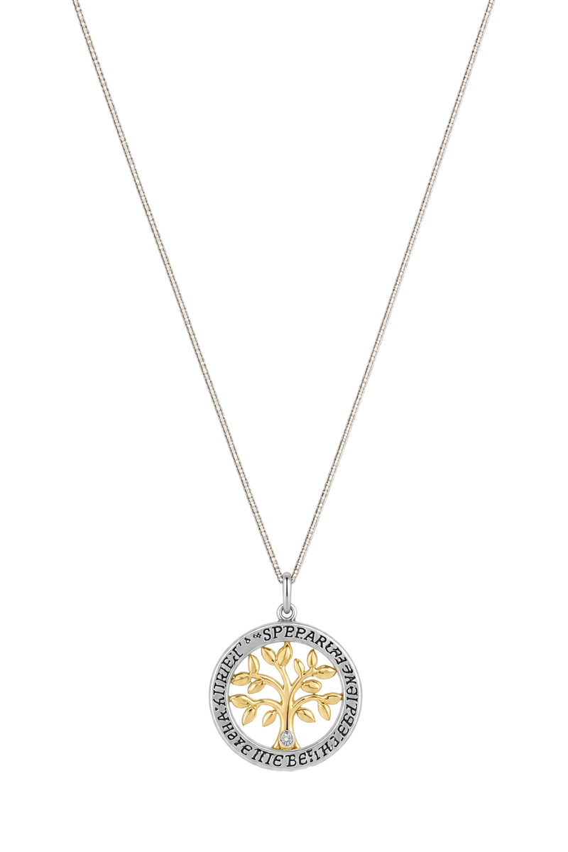 Tree of Life Medallion Pendant - Two Tone Gold
