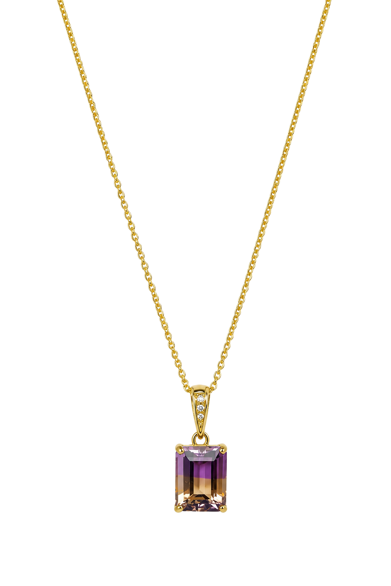 Ametrine Emerald-Cut Pendant - Yellow Gold